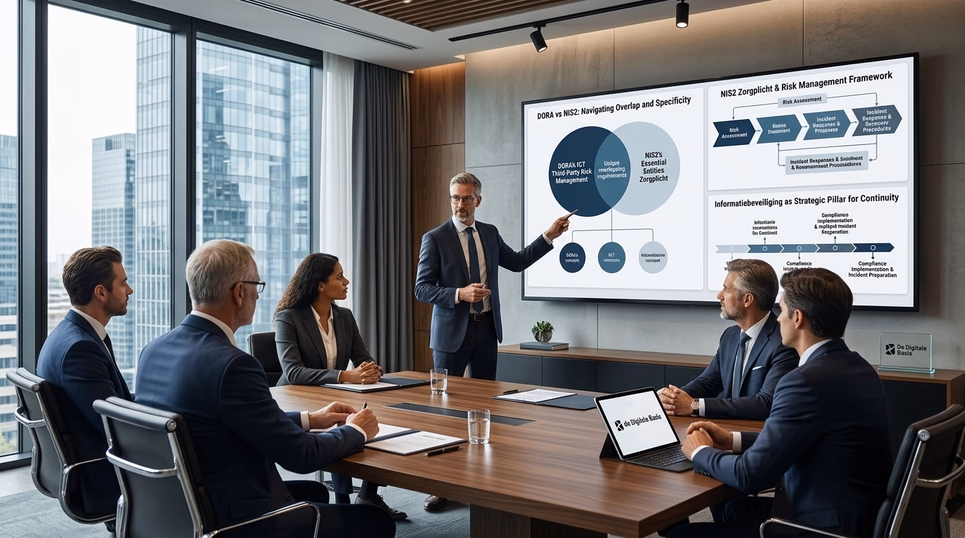 De NIS2 richtlijn voor financiële dienstverleners: een complete gids voor compliance en digitale zekerheid - illustratie voor De Digitale Basis